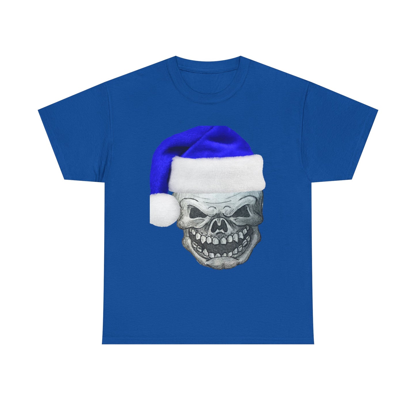 Skull in Blue Santa Hat T-Shirt