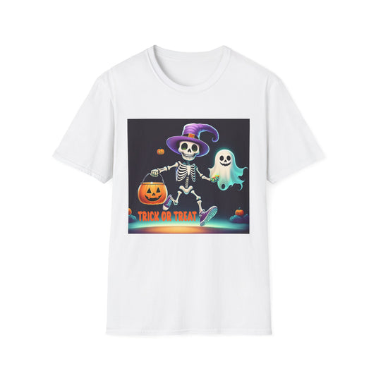 Halloween Skeleton Unisex T-Shirt, Trick or Treat Tee, Spooky Season Apparel, Ghost Theme Shirt, Halloween Costume Top