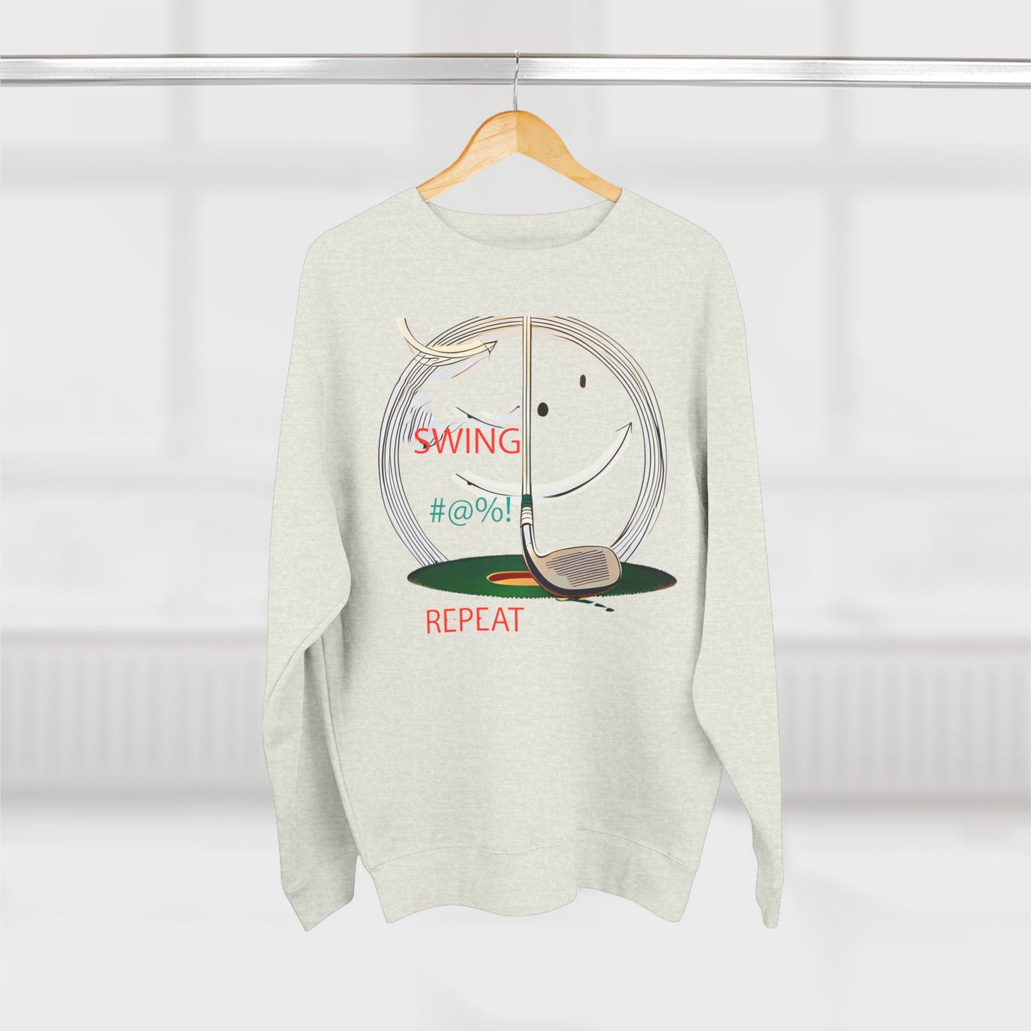 Golf Lover's Swing Unisex Crewneck Sweatshirt: Swing, Repeat, Perfect for Gifts, Sports Enthusiasts, Casual Wear, and Holidays