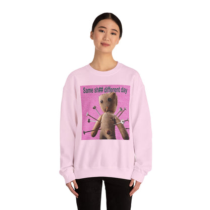 Voodoo Doll Funny Graphic Crewneck Sweatshirt, Casual Everyday Wear, Perfect Gift for Friends & Family, Humor, Quirky Style, Unisex
