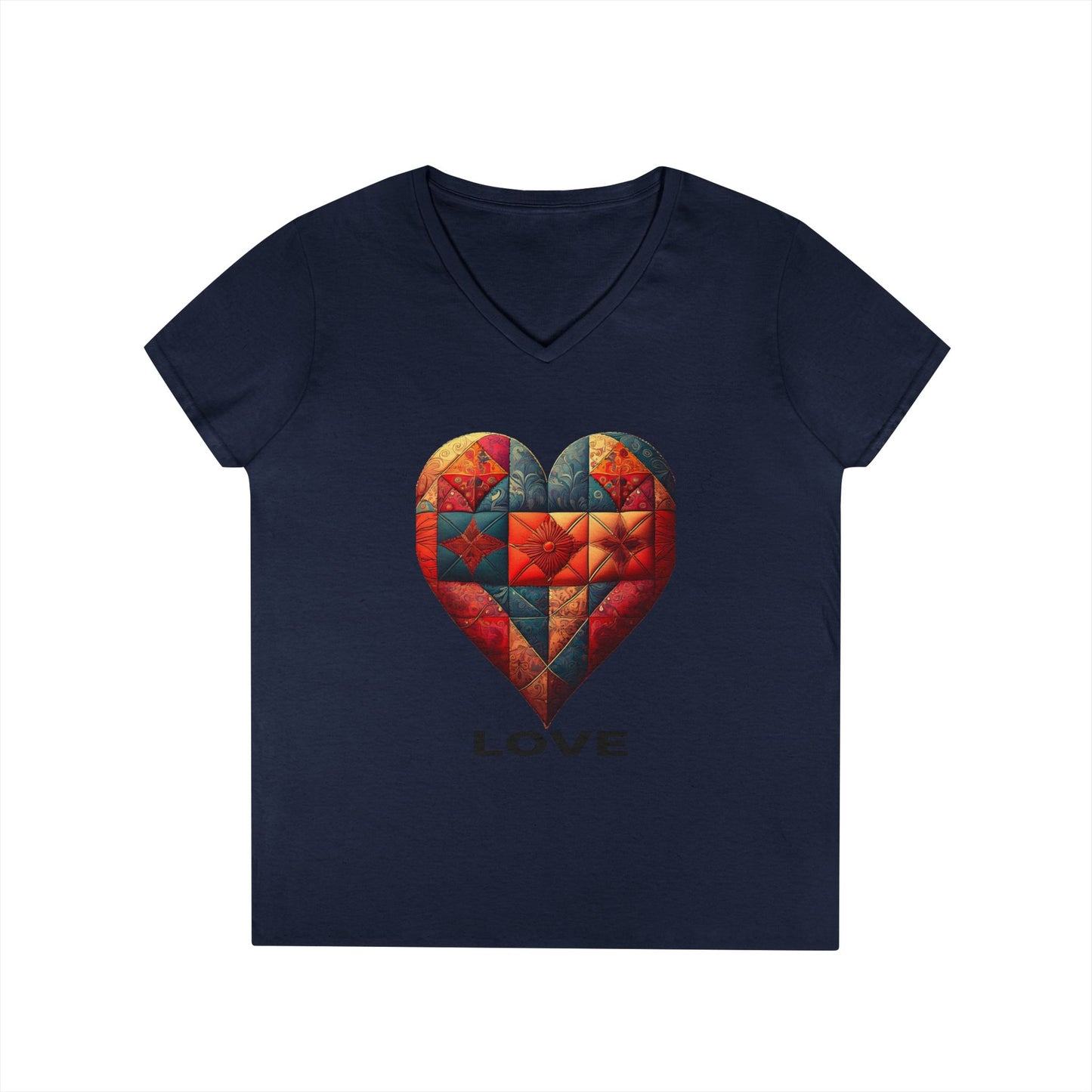 Love Patchwork Heart V-Neck Tee