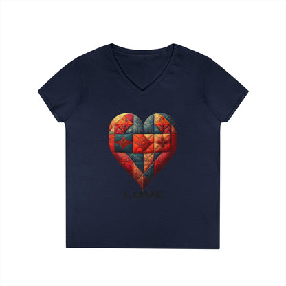 Love Patchwork Heart V-Neck Tee