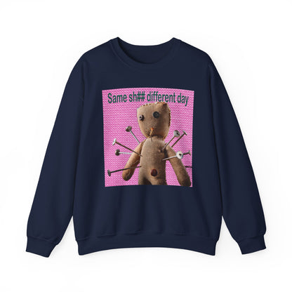 Voodoo Doll Funny Graphic Crewneck Sweatshirt, Casual Everyday Wear, Perfect Gift for Friends & Family, Humor, Quirky Style, Unisex