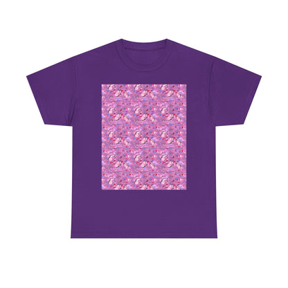 Colorful Floral and Glass Fish Pattern Tee, Unisex T-Shirt, Spring Fashion, Gift for Her, Casual Wear, Eco-Friendly Apparel, Birthday Gift