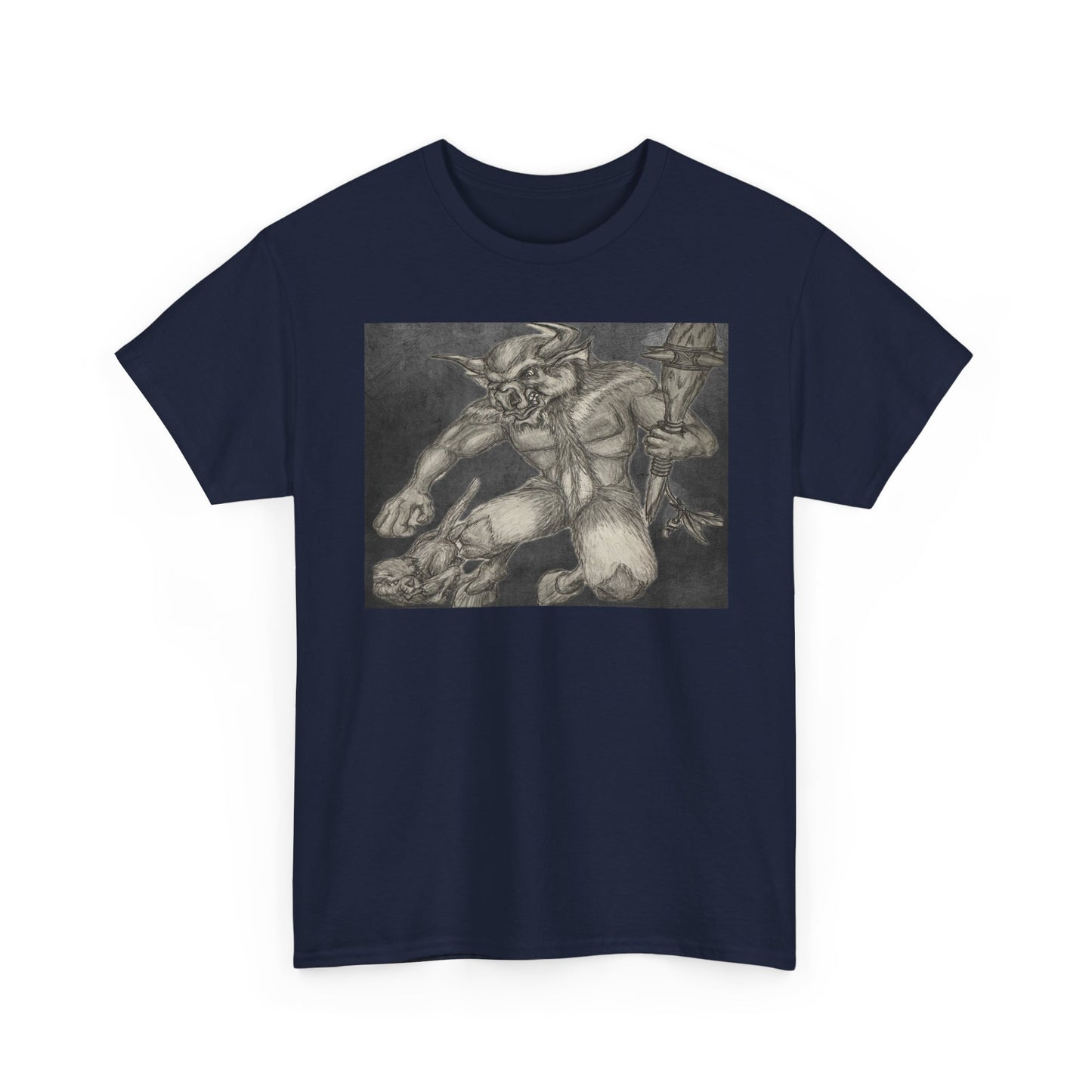 Bull Warrior With Kitten B & W design Unisex Tee