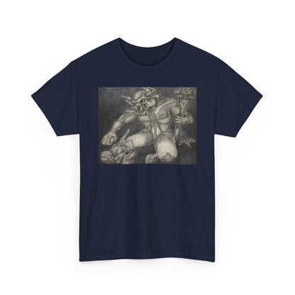 Bull Warrior With Kitten B & W design Unisex Tee