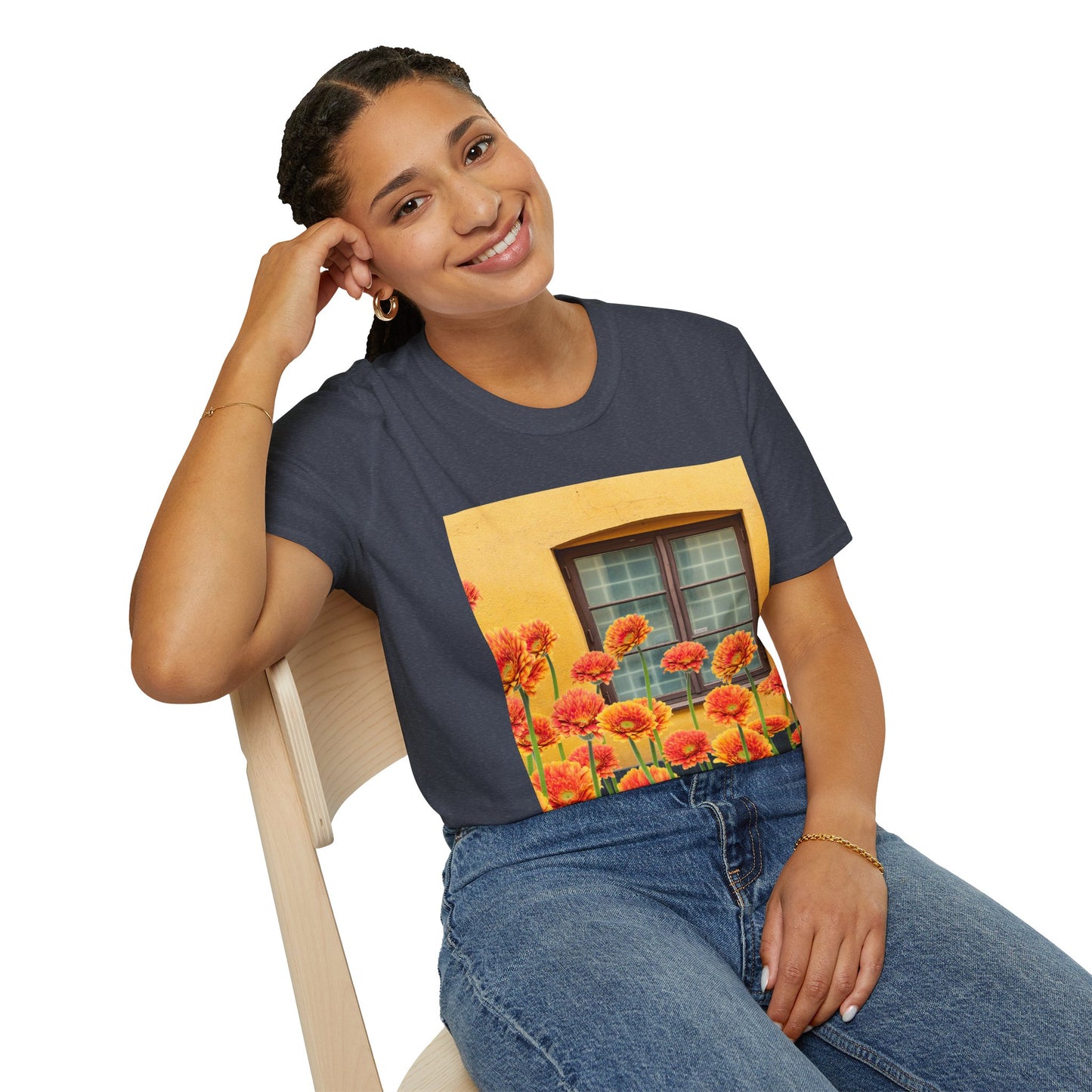 Vibrant Flower Catalina Window Tee - Unisex Softstyle T-Shirt, Floral Graphic Shirt, Spring Fashion, Gift Idea, Art Lover's Top, Summer Outfit