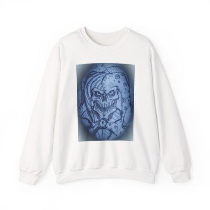 Jester Skull Graphic Sweatshirt, Unisex Heavy Blend Crewneck, Gothic Fashion, Streetwear Style, Halloween Gift, Edgy Casual Wear