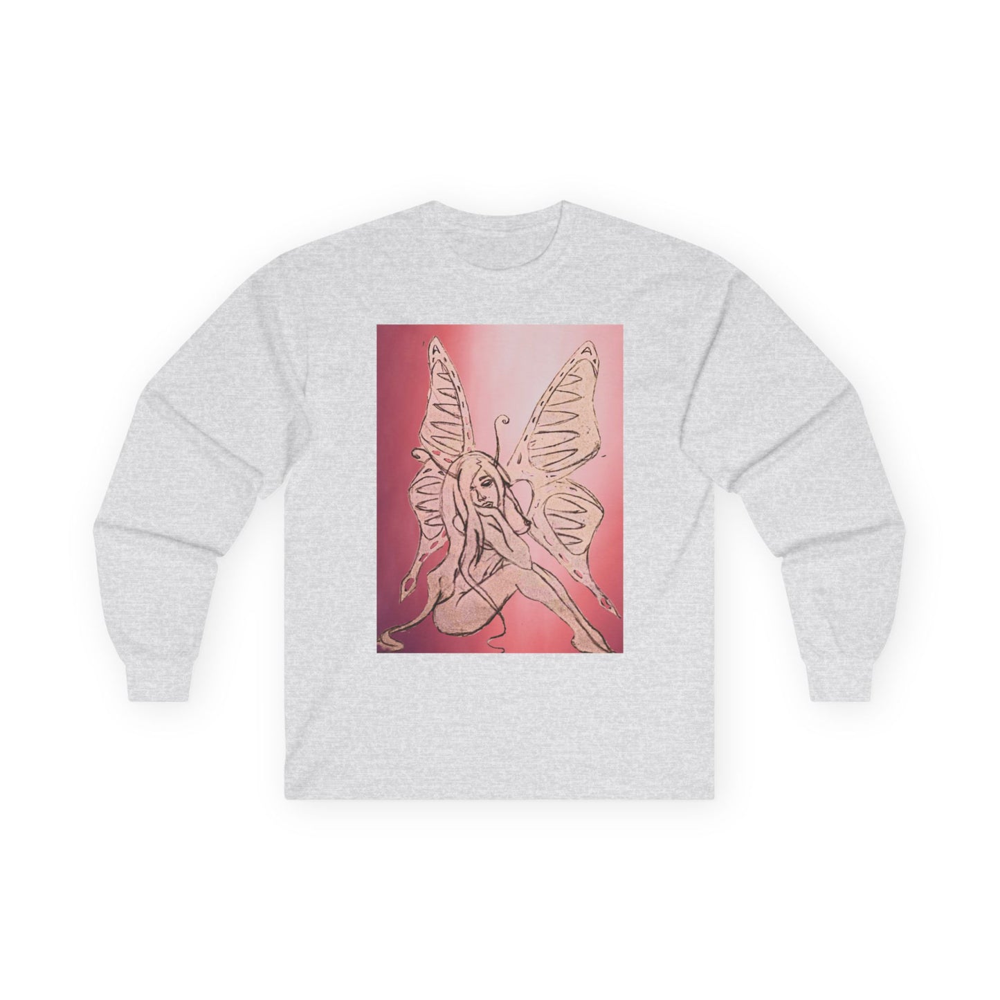 Butterfly Fairy Long Sleeve Tee — Ethereal Pink Graphic Shirt
