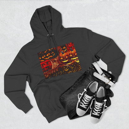 Halloween Distorted Pumpkin Three-Panel Fleece Hoodie
