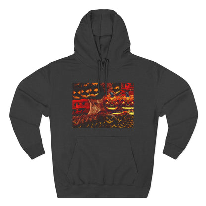 Halloween Distorted Pumpkin Three-Panel Fleece Hoodie