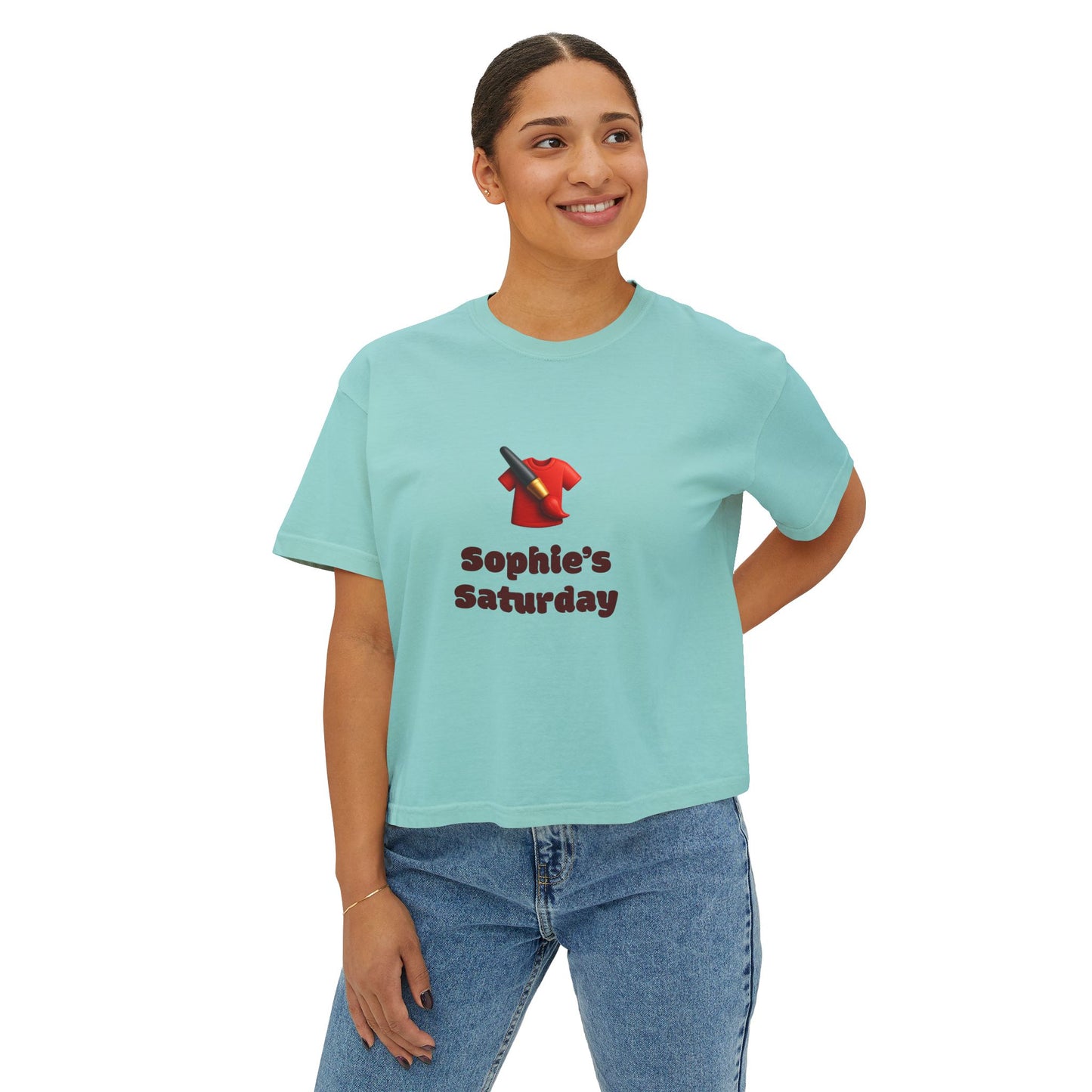 Sophie's Saturday Women's Boxy Tee | Cute Casual Top, Weekendwear, Gift for Her, Funny Graphic T-Shirt, Summer Style, Relaxed Fit