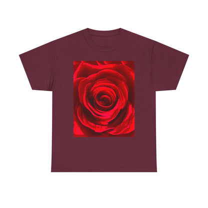 Romantic Rose Unisex Heavy Cotton Tee, Gift for Valentine's Day, Floral Shirt, Casual Wear, Love, Nature Lover Tee