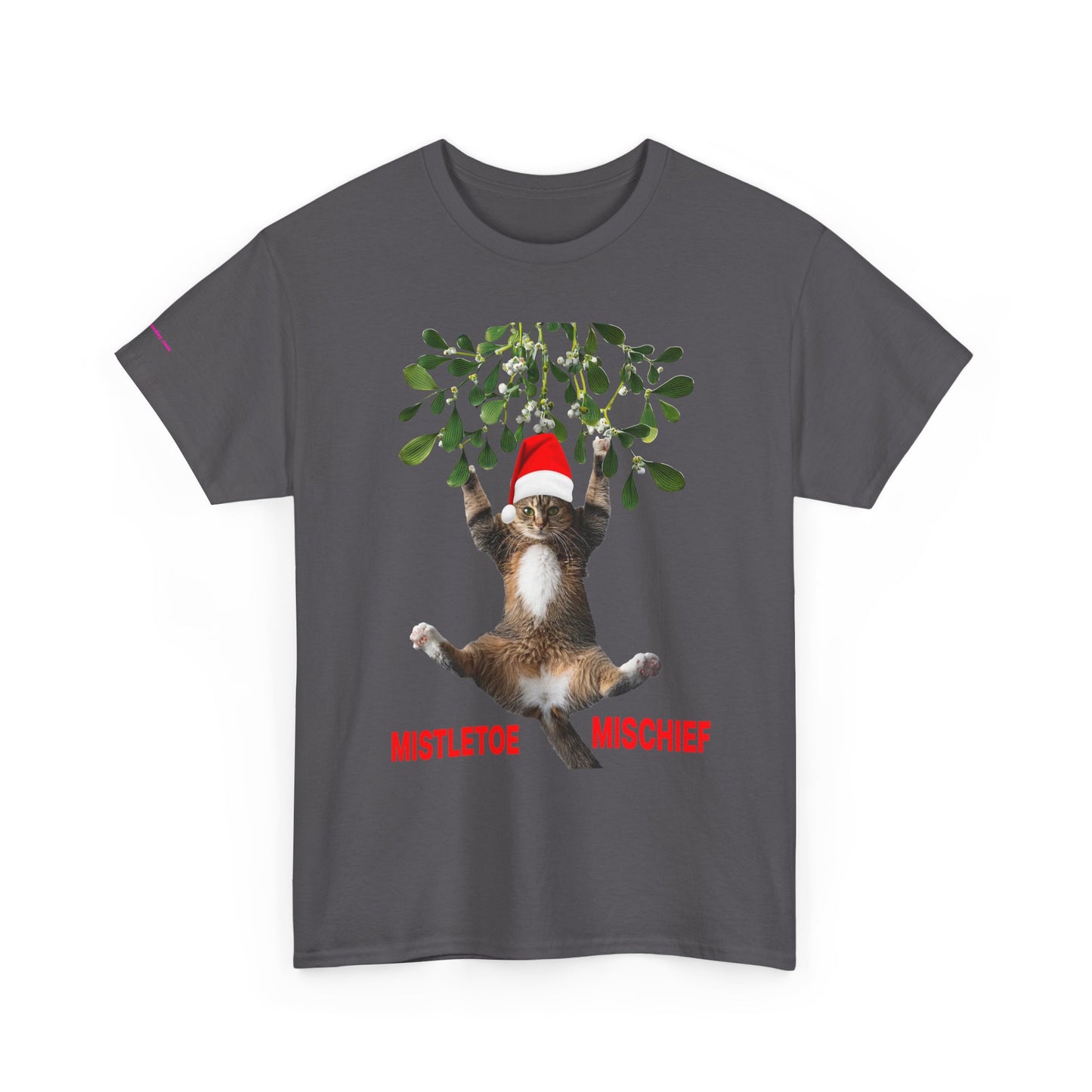 Christmas Cat & Mistletoe Tee — "Mistletoe Mischief" Holiday T-Shirt