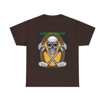 Golf Survivor Skull Tee, Unisex Heavy Cotton T-Shirt, Perfect Gift for Golf Lovers, Sports Apparel, Casual Wear, Skull Design