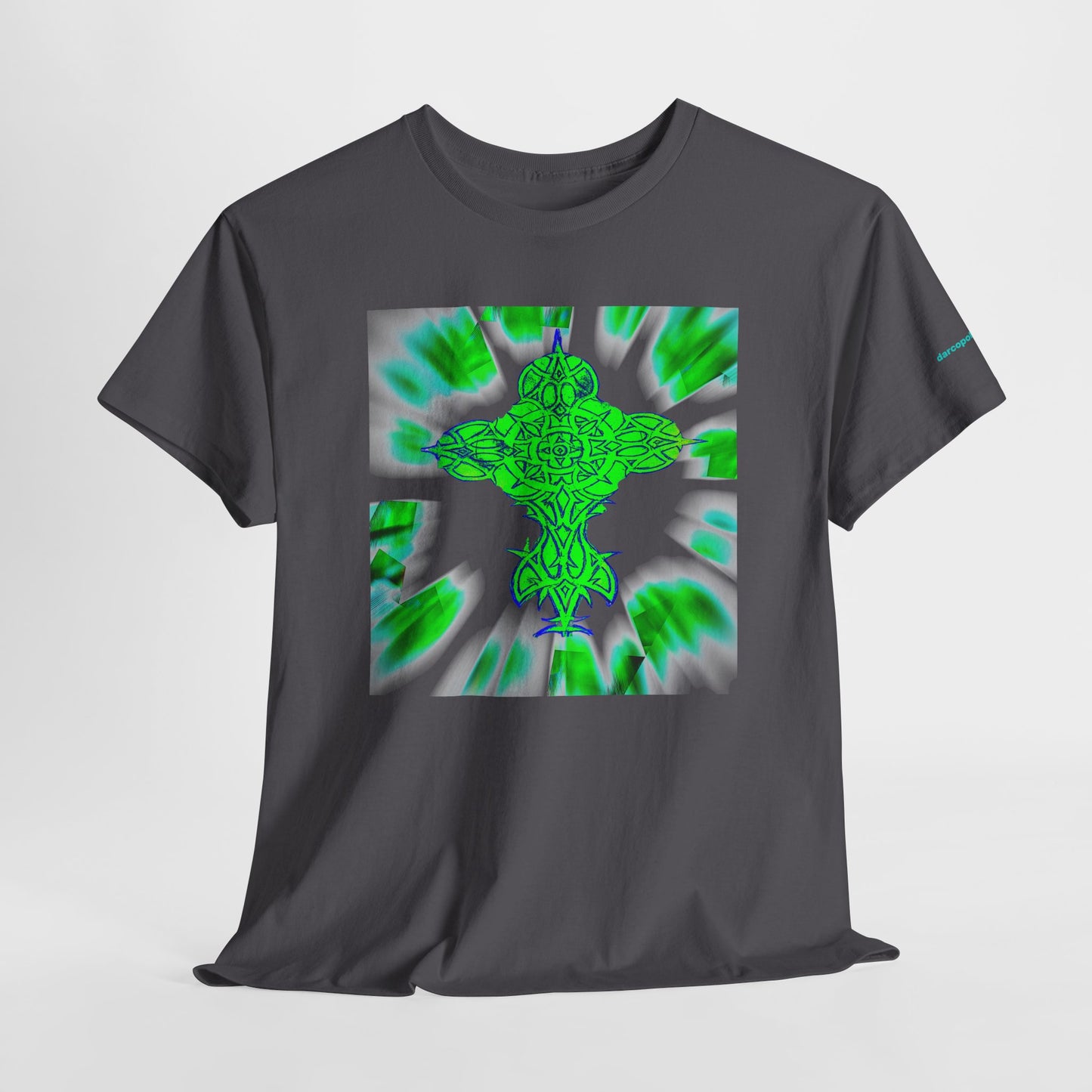 Celtic Green Cross T-Shirt — Vibrant Celtic Knotwork Tee