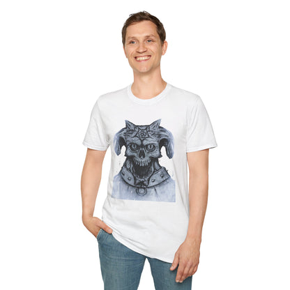 Edgy Graphic Tee: Unisex Softstyle T-Shirt with Skull Design, Art Lover Gift, Halloween Costume, Casual Wear, Unique Artwork Apparel