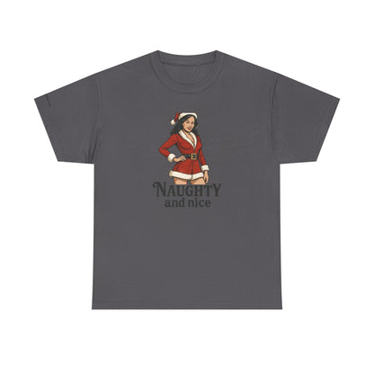 Unisex naughty and nice heavy weight Cotton Tee