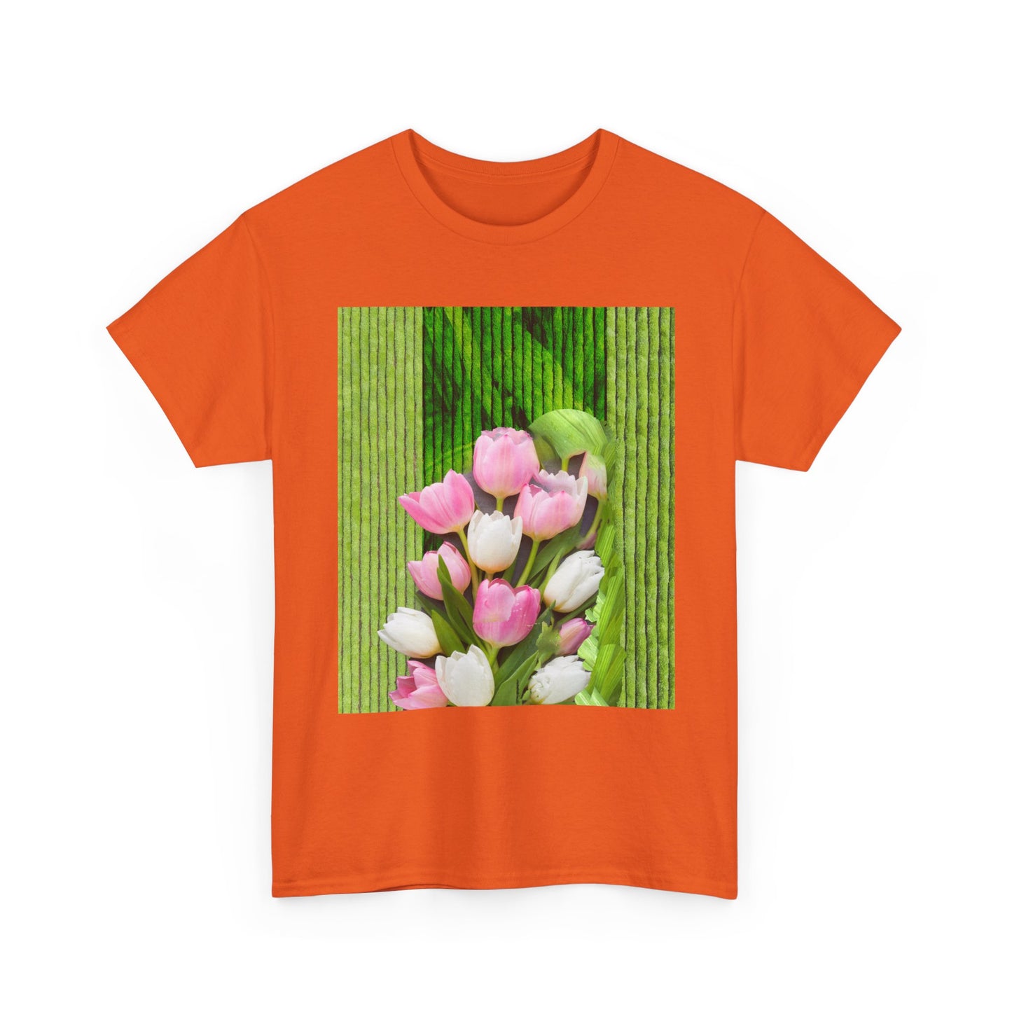 Textured Tulips Unisex Heavy Cotton Tee - Vibrant Spring Blossom T-Shirt, Everyday Wear, Gift for Plant Lovers, Mother's Day Apparel, [...]
