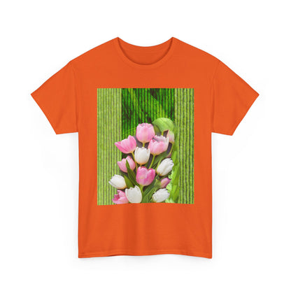 Textured Tulips Unisex Heavy Cotton Tee - Vibrant Spring Blossom T-Shirt, Everyday Wear, Gift for Plant Lovers, Mother's Day Apparel, [...]