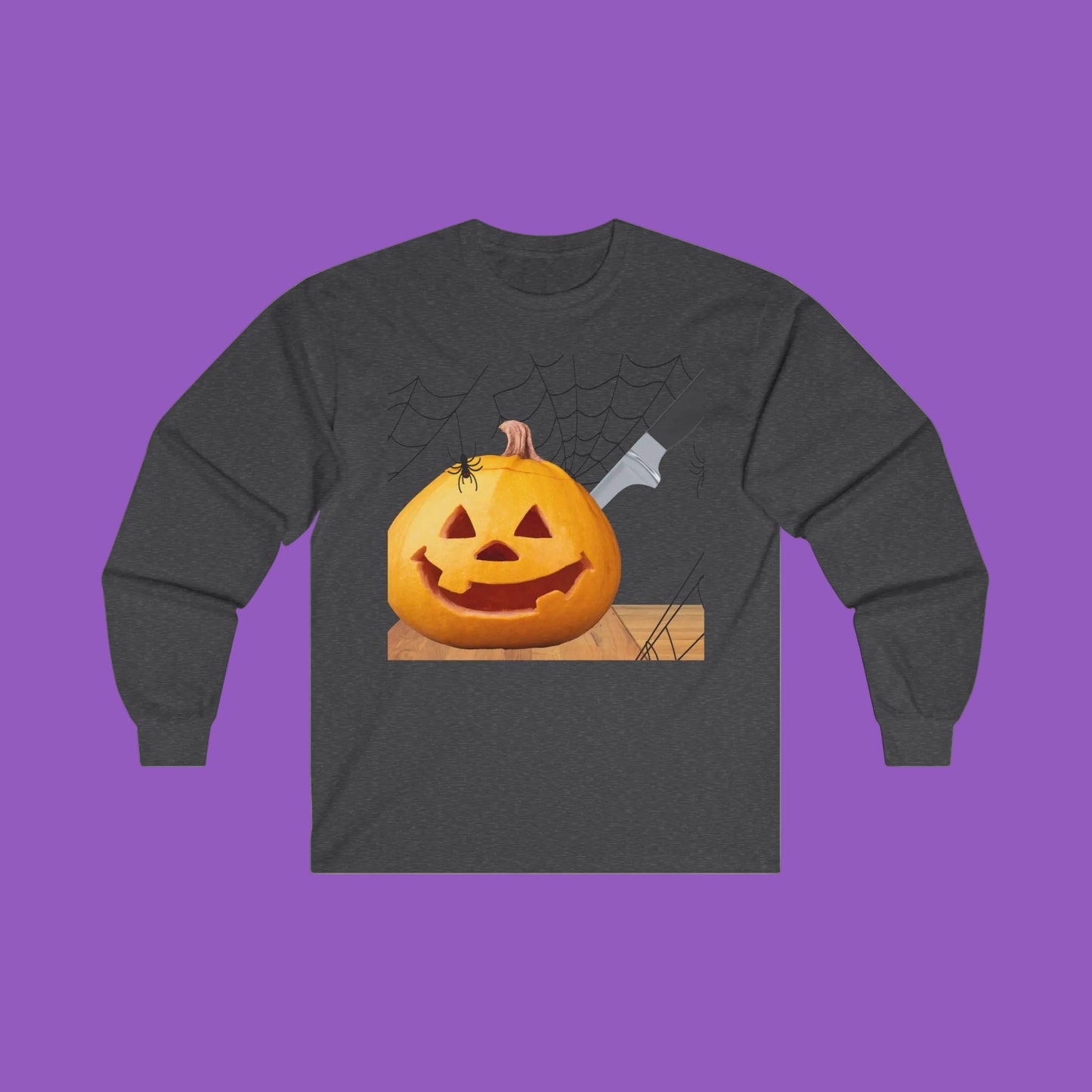 Spooky Pumpkin Carved Long Sleeved Unisex Ultra Cotton Long Sleeve Tee
