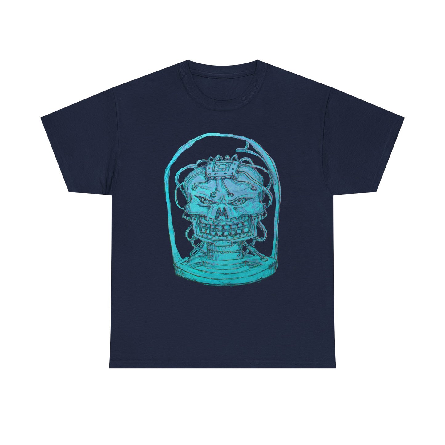Vibrant Turquoise skull original design Unisex Heavy Cotton Tee