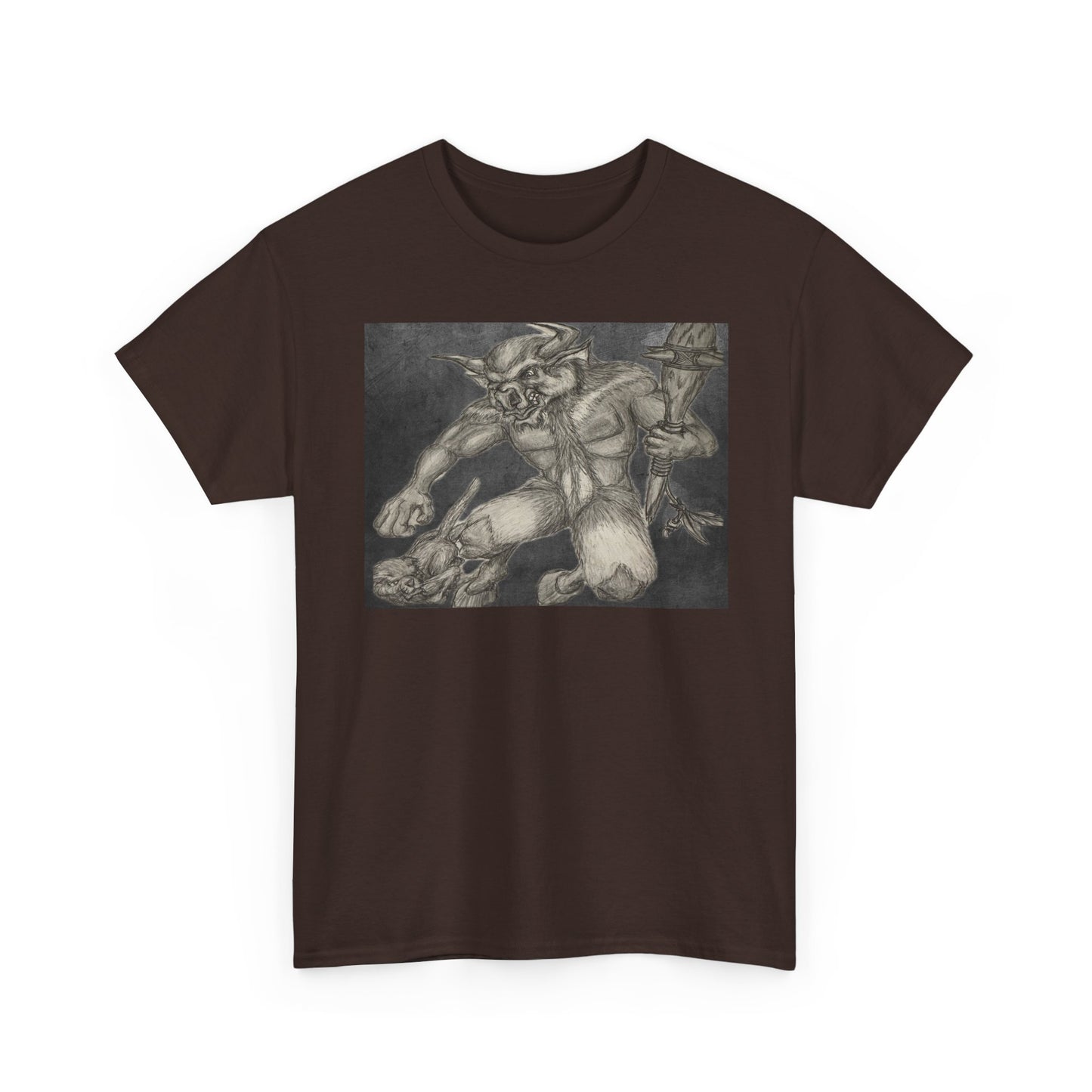 Bull Warrior With Kitten B & W design Unisex Tee