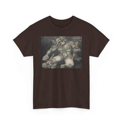 Bull Warrior With Kitten B & W design Unisex Tee