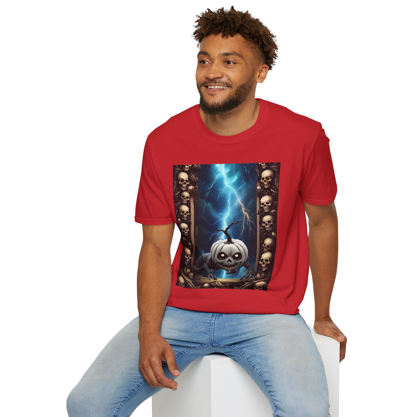 Spooky Skull Pumpkin Crawls from Frame T-Shirt, Halloween Shirt, Unisex Graphic Tee, Casual Halloween Wear, Fall Fashion