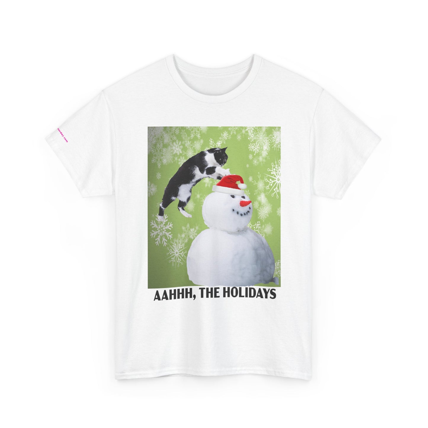 Holiday Cat T‑Shirt – “Aahhh, The Holidays” Funny Snowman Cat Tee