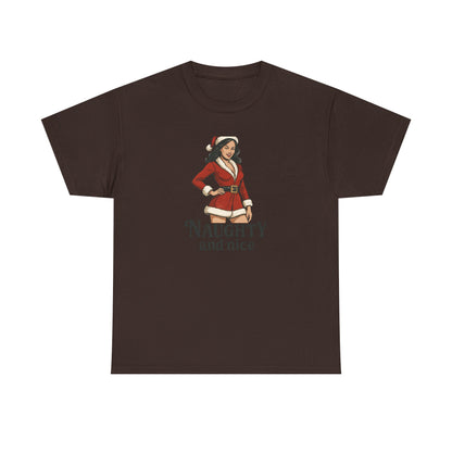 Unisex naughty and nice heavy weight Cotton Tee