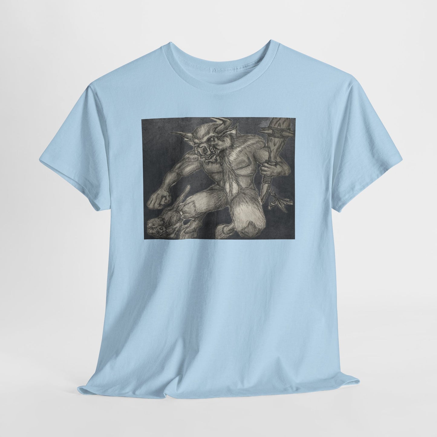 Bull Warrior With Kitten B & W design Unisex Tee