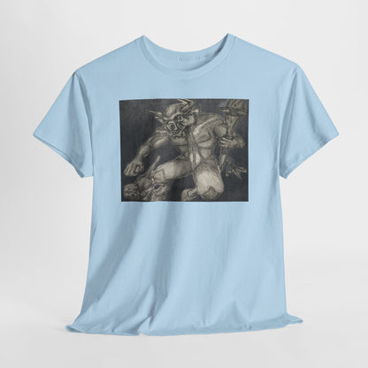 Bull Warrior With Kitten B & W design Unisex Tee