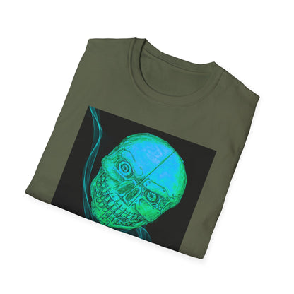 Glow-in-the-Dark floating vibe Skull T-Shirt, Creepy Halloween Tee, Unisex Softstyle Top, Spooky Gift for Teens, Unique Graphic Shirt