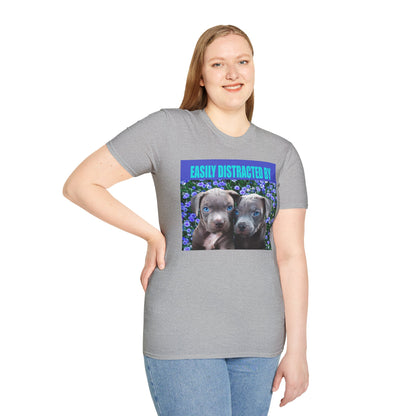 Easily Distracted by Puppies Cute Dog Lover T-Shirt, Easily Distracted by Dogs Tee, Perfect Gift for Pet Owners, Animal Lover Apparel, Casual Everyday Wear