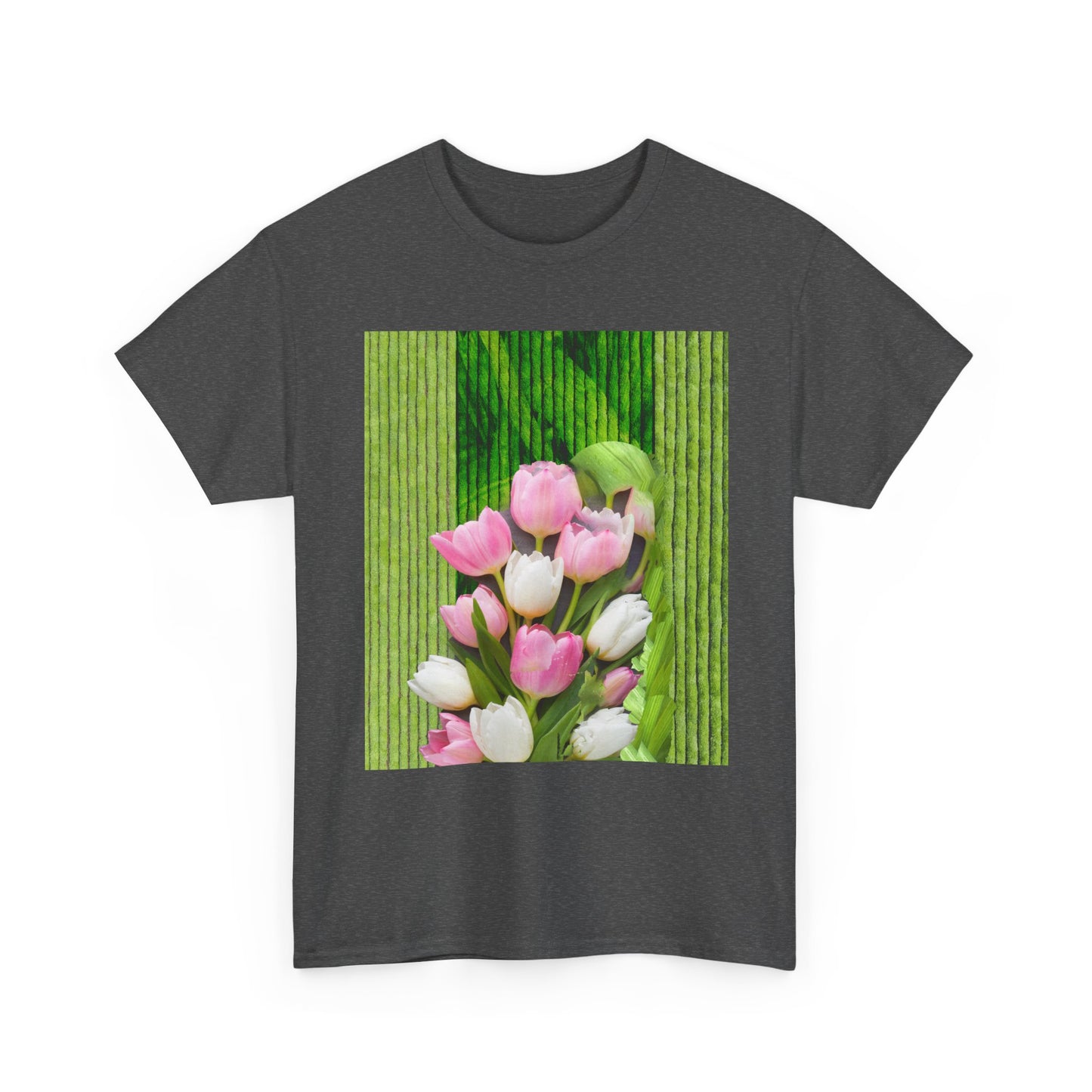Textured Tulips Unisex Heavy Cotton Tee - Vibrant Spring Blossom T-Shirt, Everyday Wear, Gift for Plant Lovers, Mother's Day Apparel, [...]