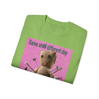 Voodoo Doll Humor Tee, Fun Statement T-Shirt for Everyday Wear, Gift for Friends, Casual Style, Quirky Graphic Shirt, Perfect for Parties