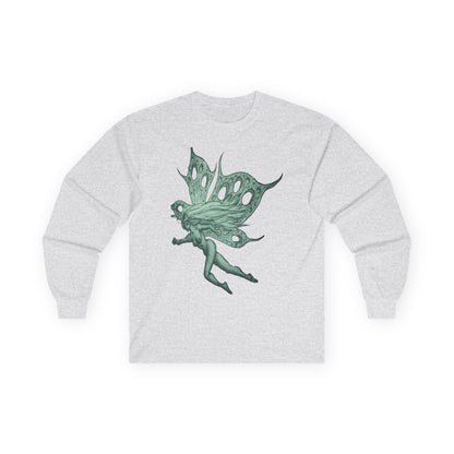 Green Fairy Wings Long Sleeve Tee — Ethereal Nature Graphic Shirt