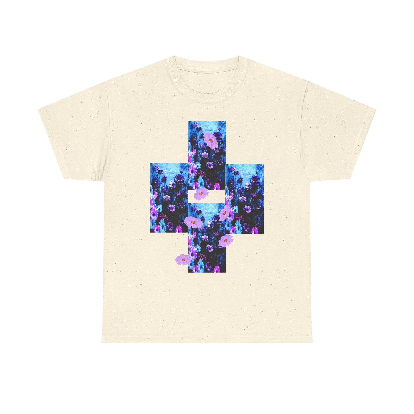 Floral Blue Cross T-Shirt — Vintage Indie Floral Graphic Tee