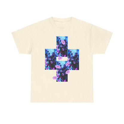 Floral Blue Cross T-Shirt — Vintage Indie Floral Graphic Tee