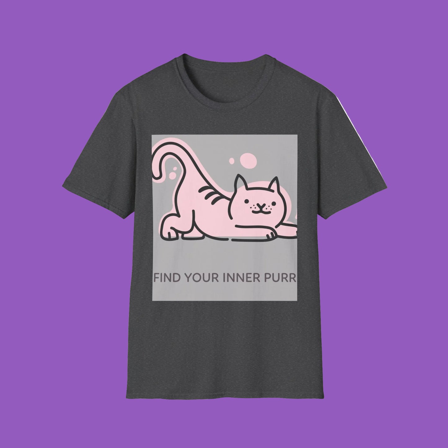 Cute Cat & Yoga Themed T-Shirt, Unisex Softstyle Tee, Find Your Inner Purr,