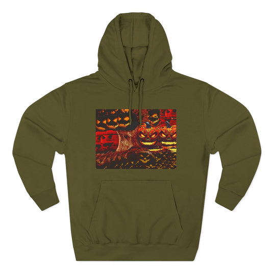 Halloween Distorted Pumpkin Three-Panel Fleece Hoodie
