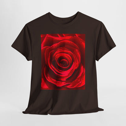 Romantic Rose Unisex Heavy Cotton Tee, Gift for Valentine's Day, Floral Shirt, Casual Wear, Love, Nature Lover Tee
