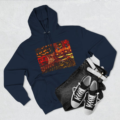 Halloween Distorted Pumpkin Three-Panel Fleece Hoodie