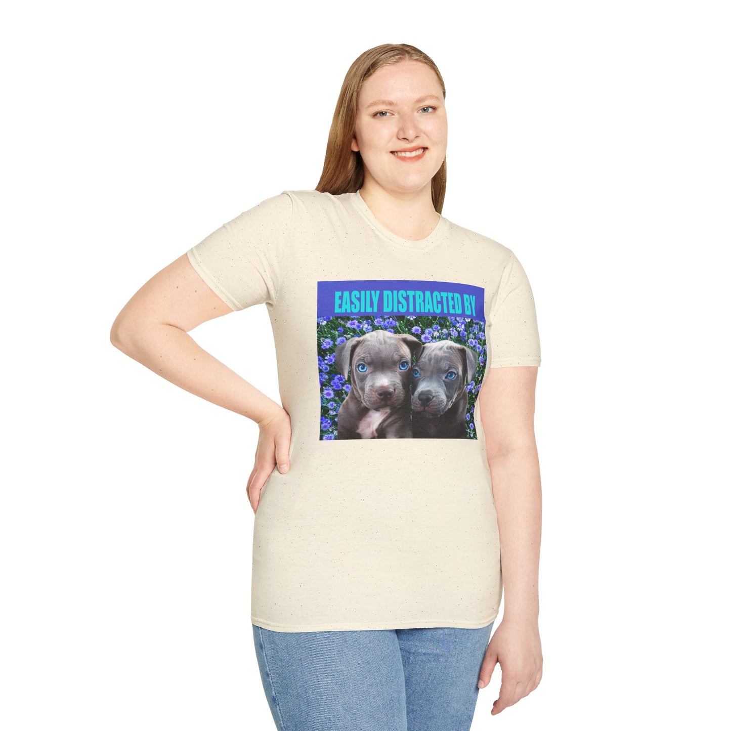 Easily Distracted by Puppies Cute Dog Lover T-Shirt, Easily Distracted by Dogs Tee, Perfect Gift for Pet Owners, Animal Lover Apparel, Casual Everyday Wear
