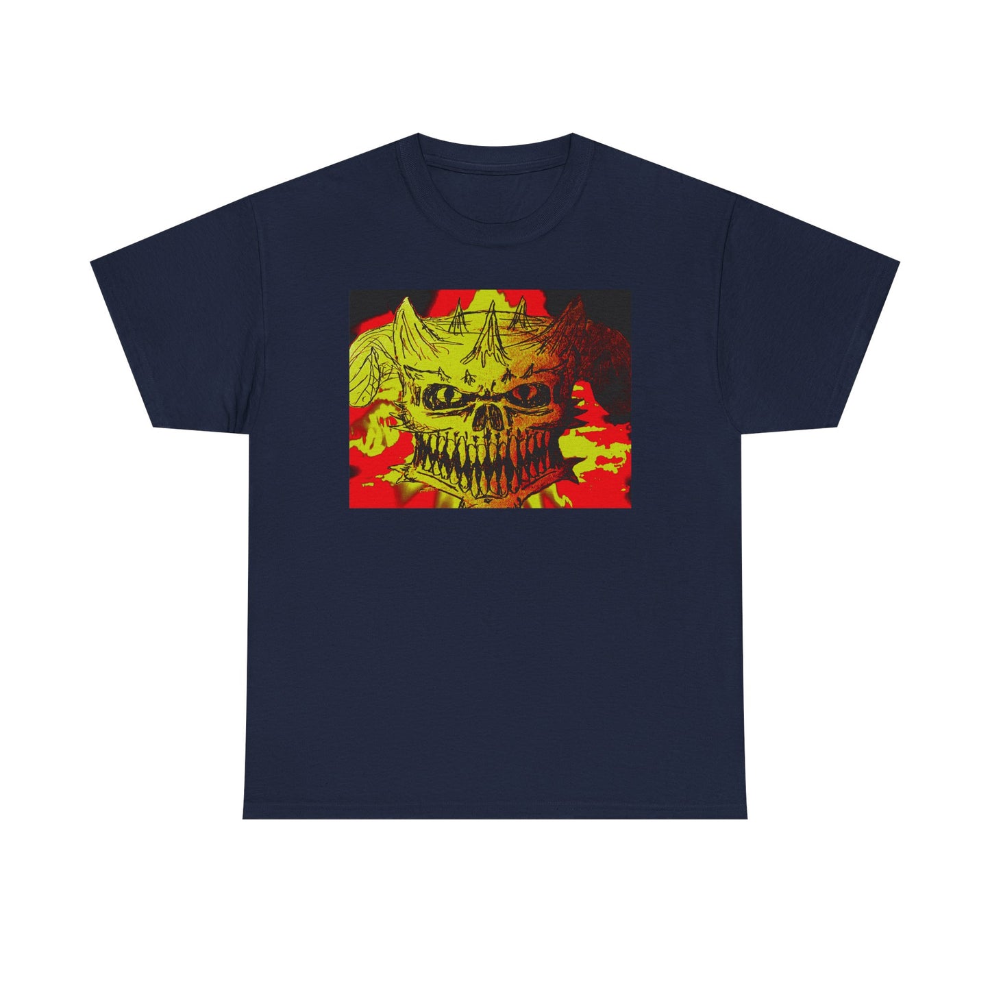 Skull Flame Graphic Tee — Neon Horror Skull T-Shirt
