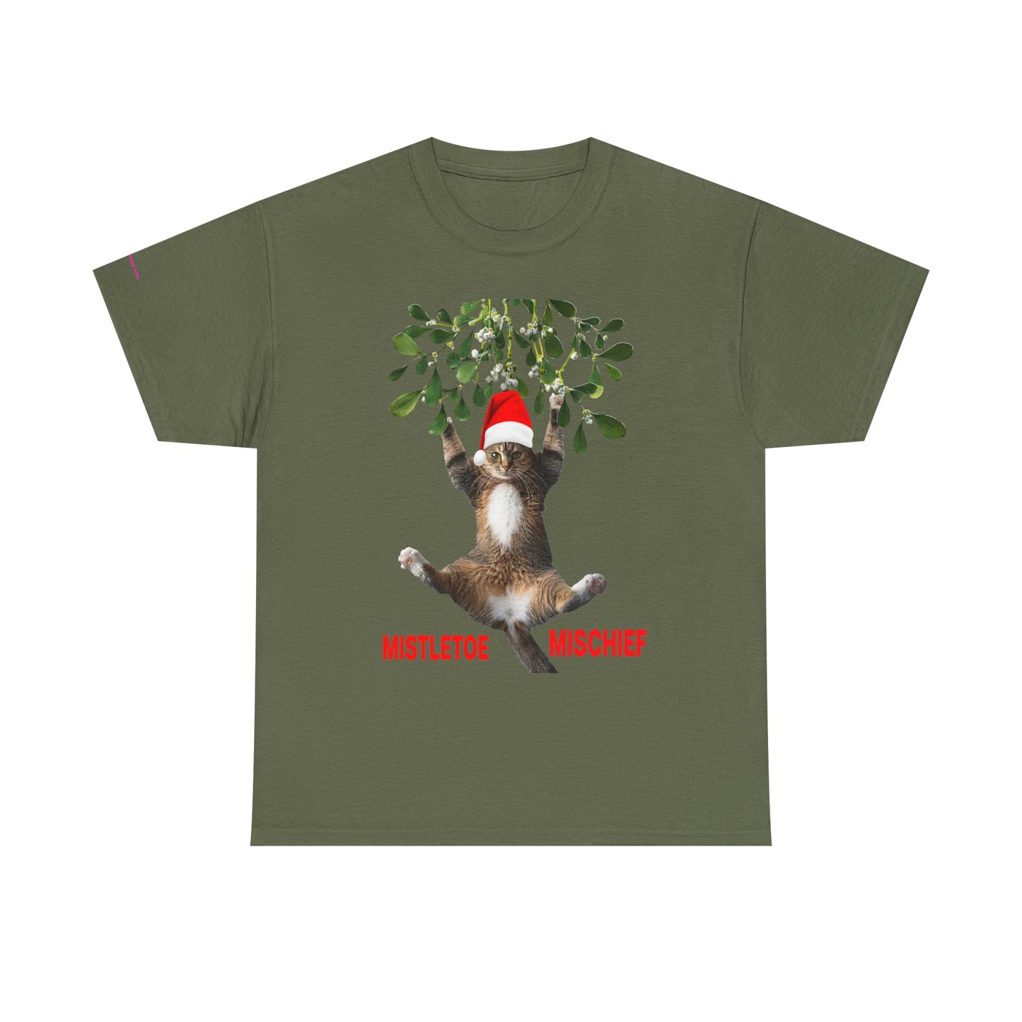Christmas Cat & Mistletoe Tee — "Mistletoe Mischief" Holiday T-Shirt