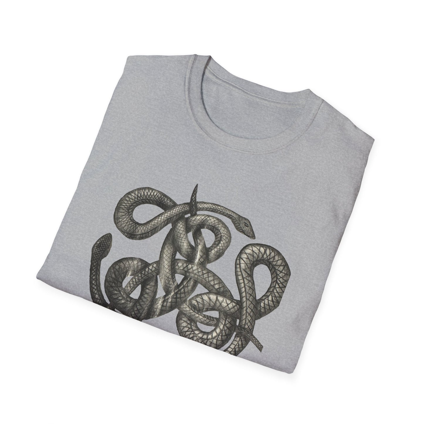 Serpent Design T-Shirt - Unisex Softstyle Apparel for Nature Lovers, Graphic Tee, Casual Wear, Gift for Her/Him, Birthday