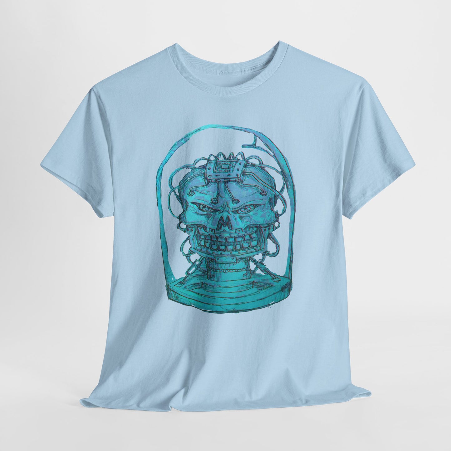 Vibrant Turquoise skull original design Unisex Heavy Cotton Tee