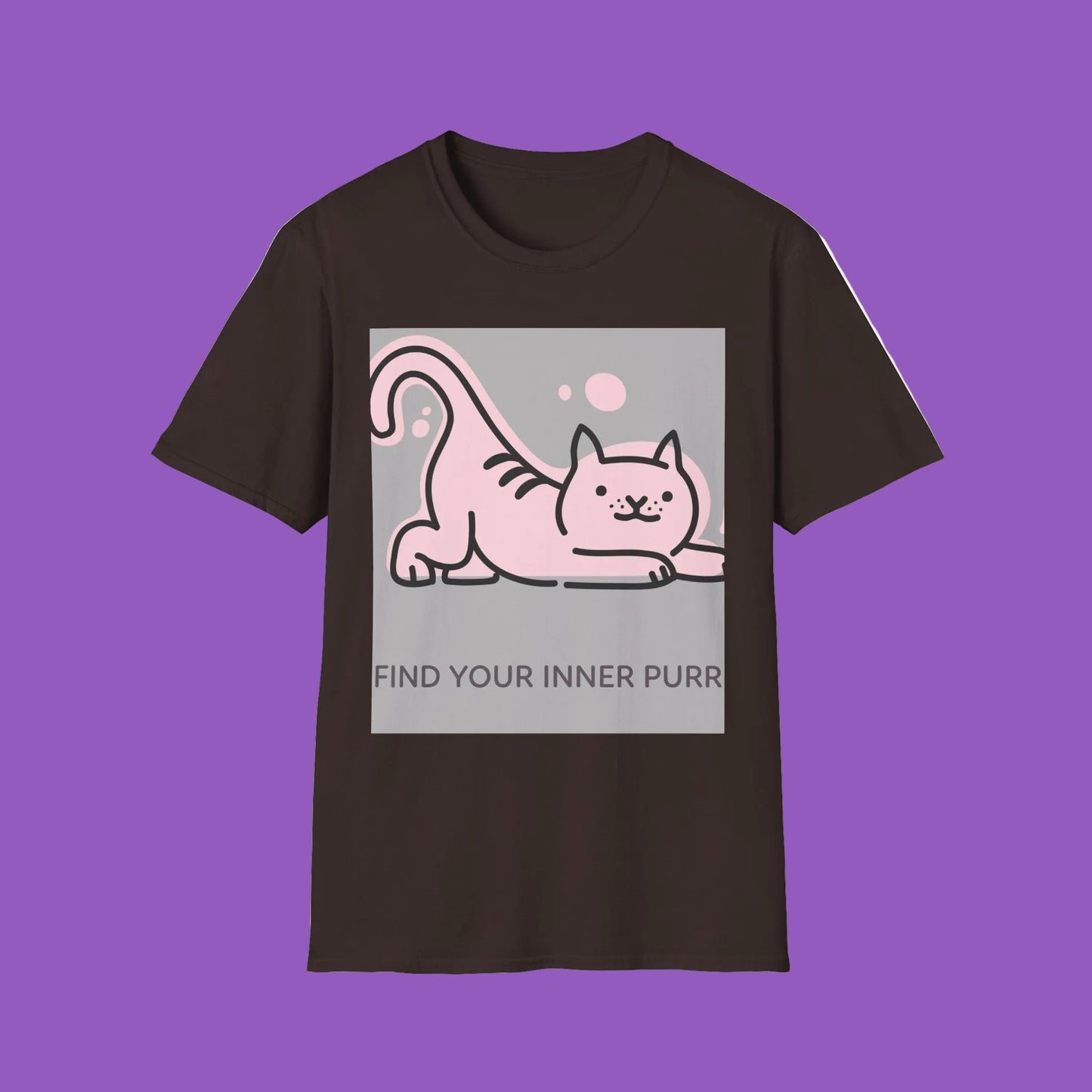 Cute Cat & Yoga Themed T-Shirt, Unisex Softstyle Tee, Find Your Inner Purr,